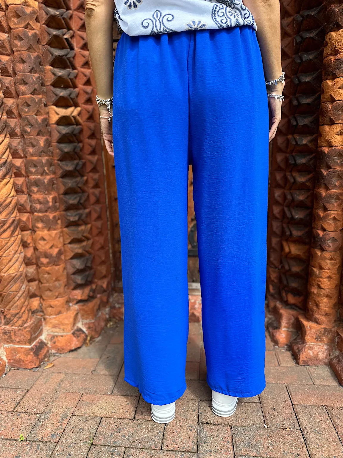 Royal Blue Wide Leg Pocket Trousers Claudia