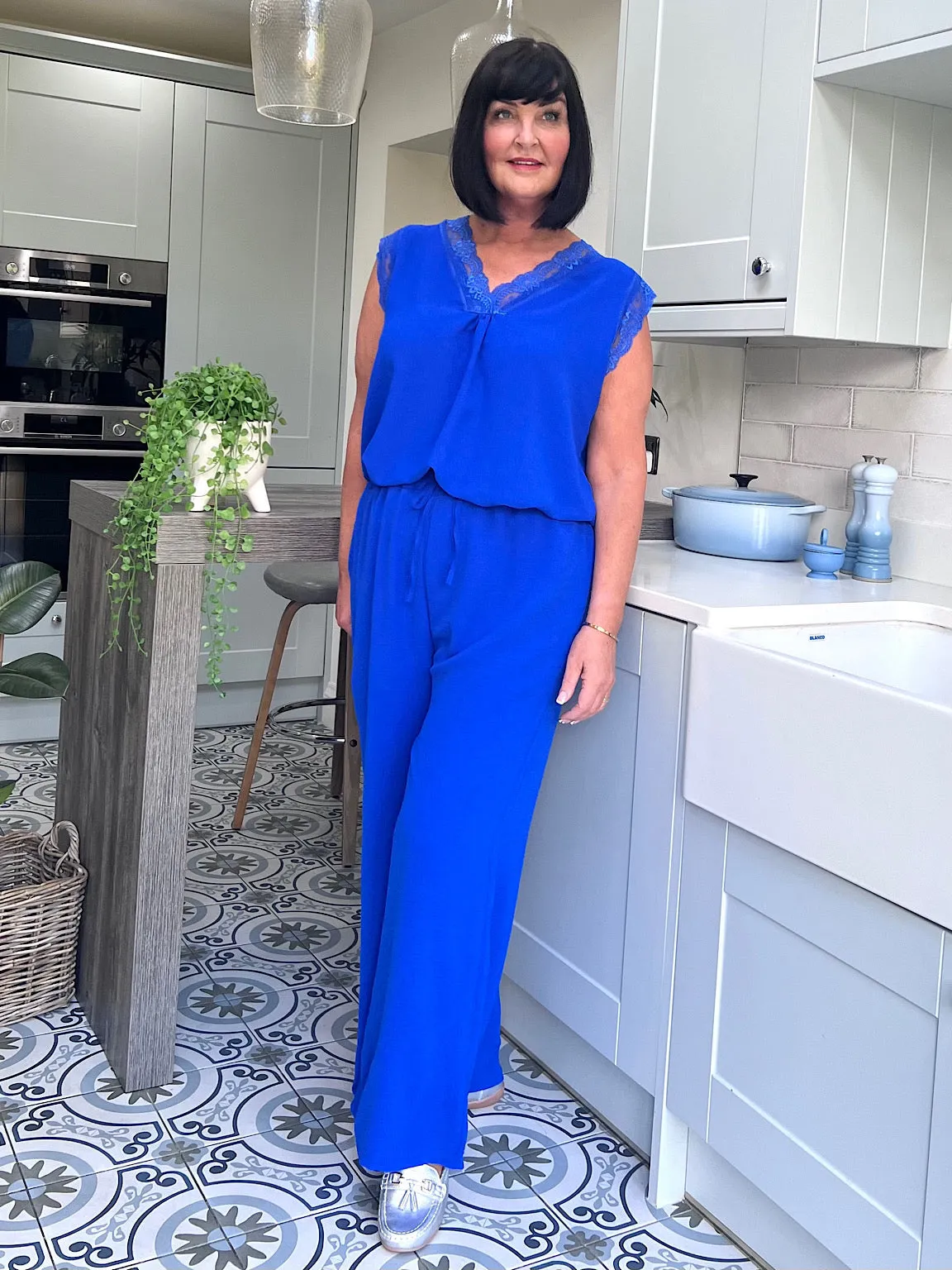 Royal Blue Wide Leg Pocket Trousers Claudia