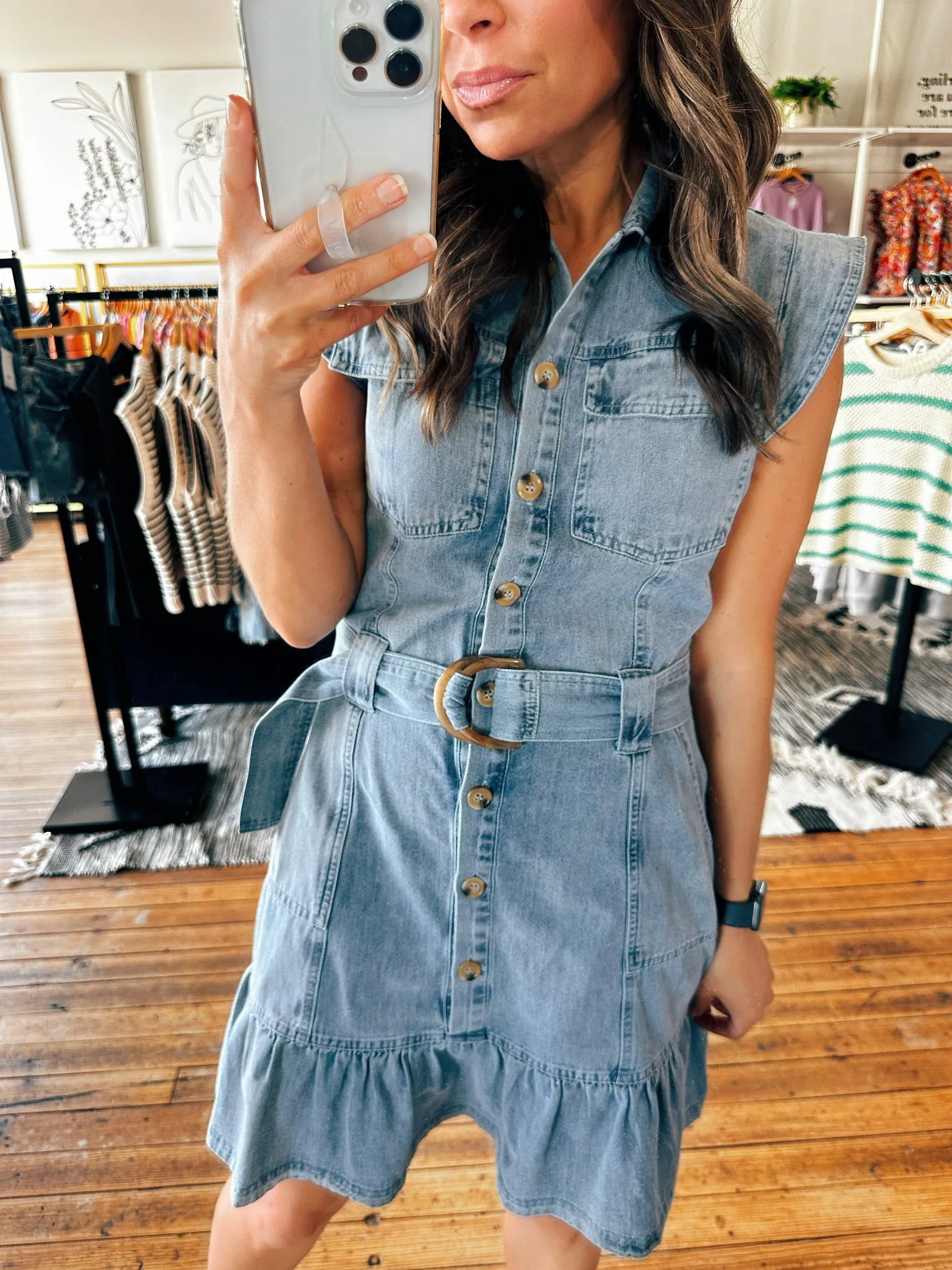 Ruffled Denim Dress