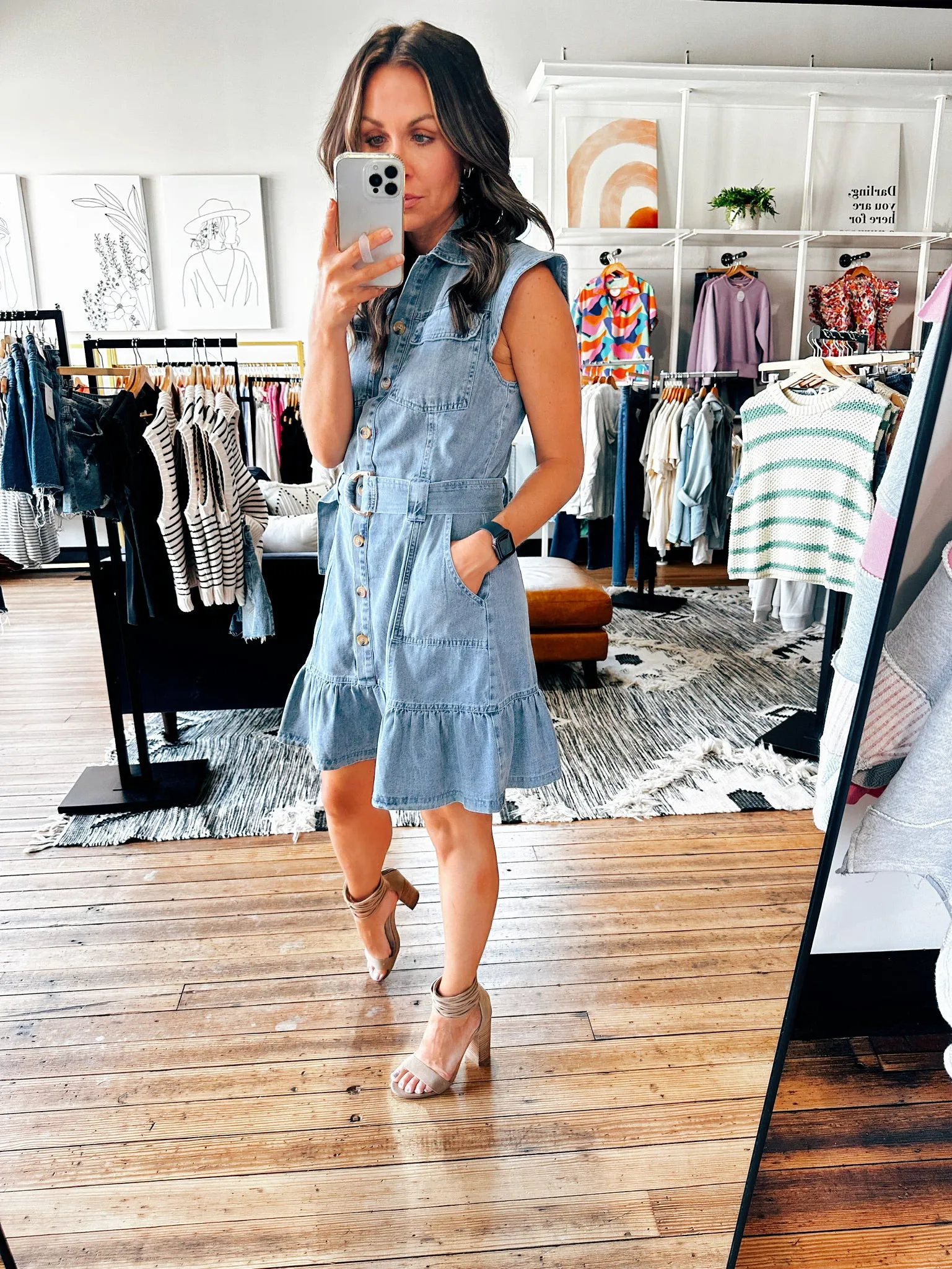 Ruffled Denim Dress