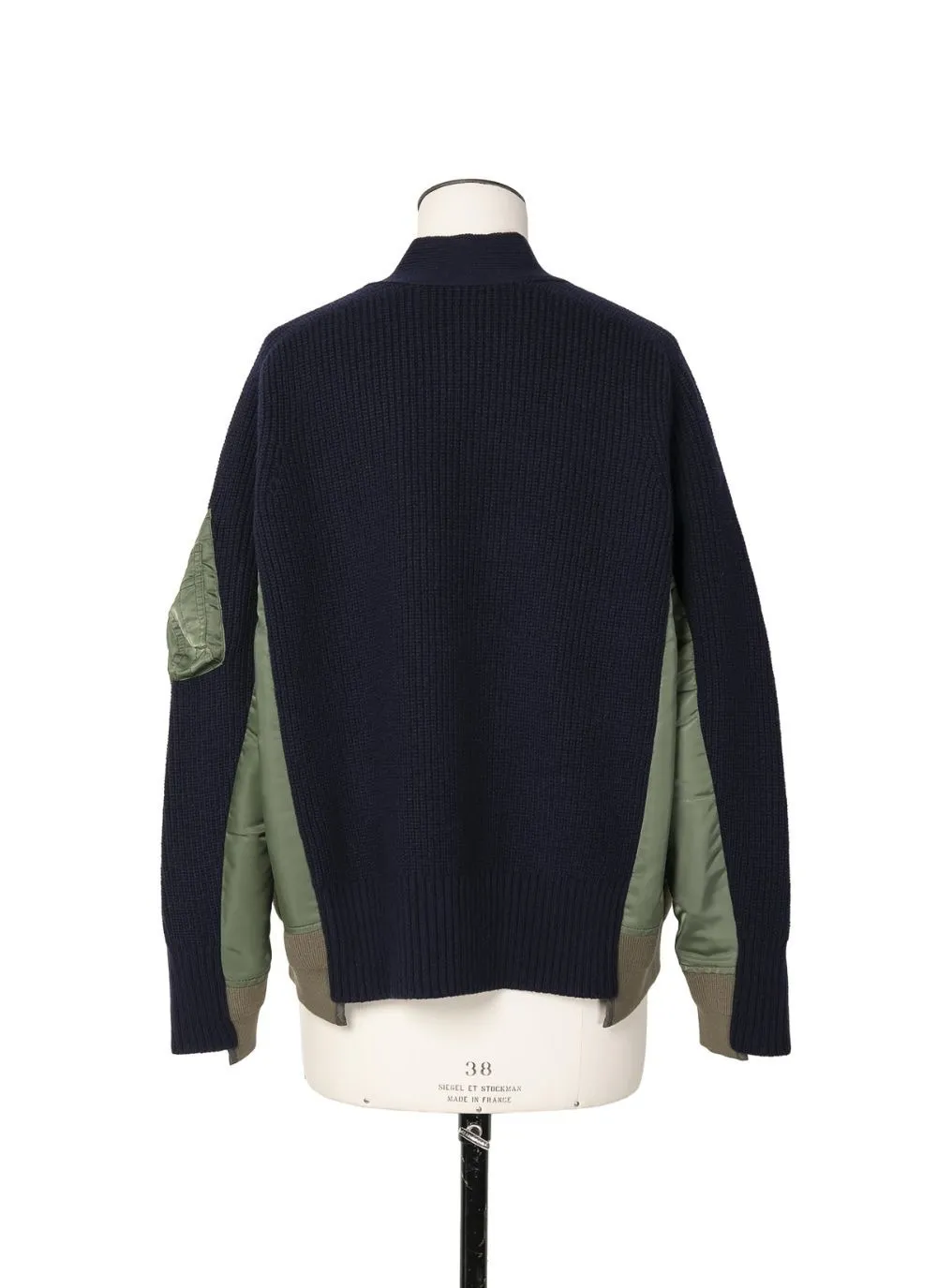 sacai  |Casual Style Wool Nylon Rib V-Neck Long Sleeves Plain