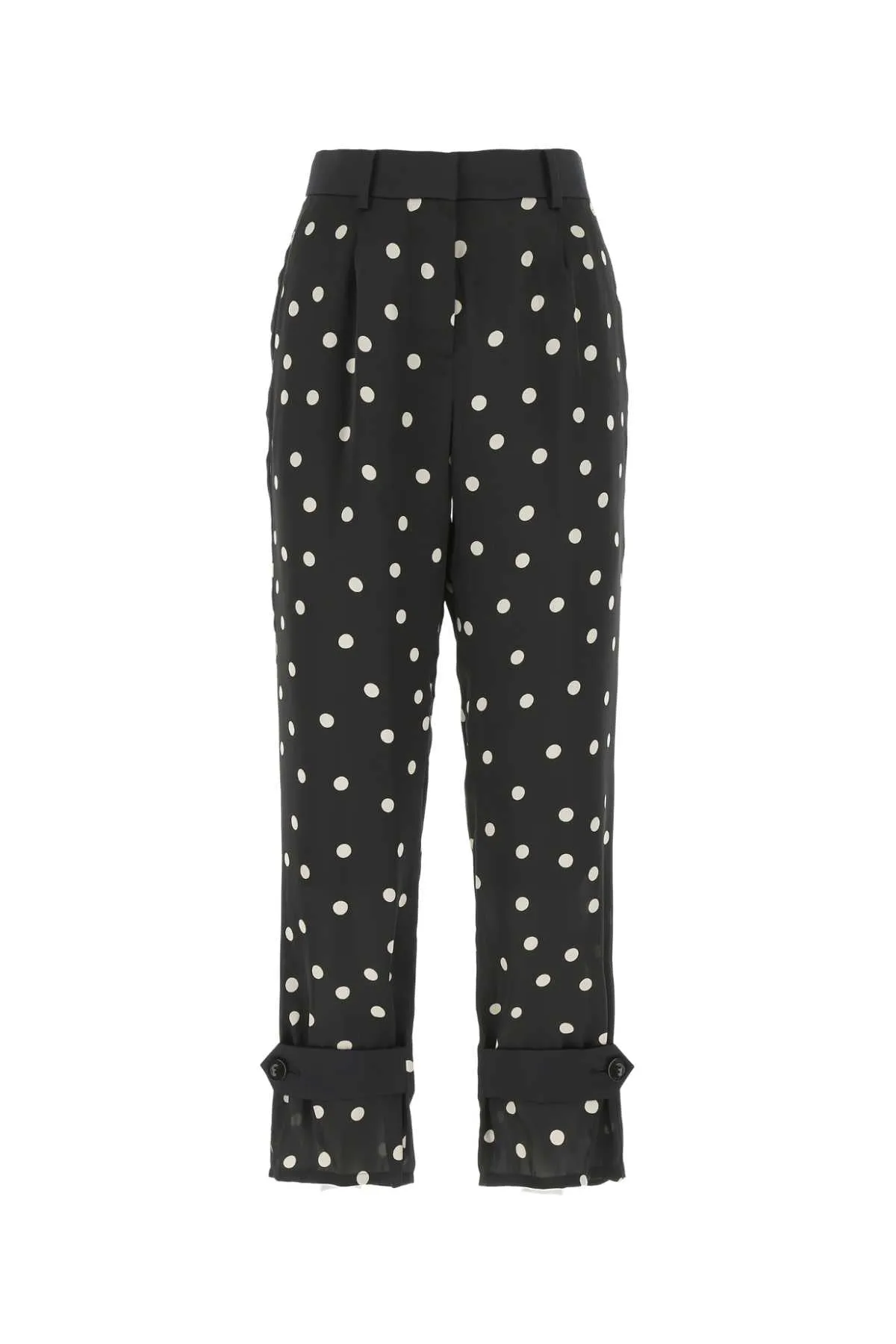 Sacai Polka-Dot Printed Straight Leg Trousers