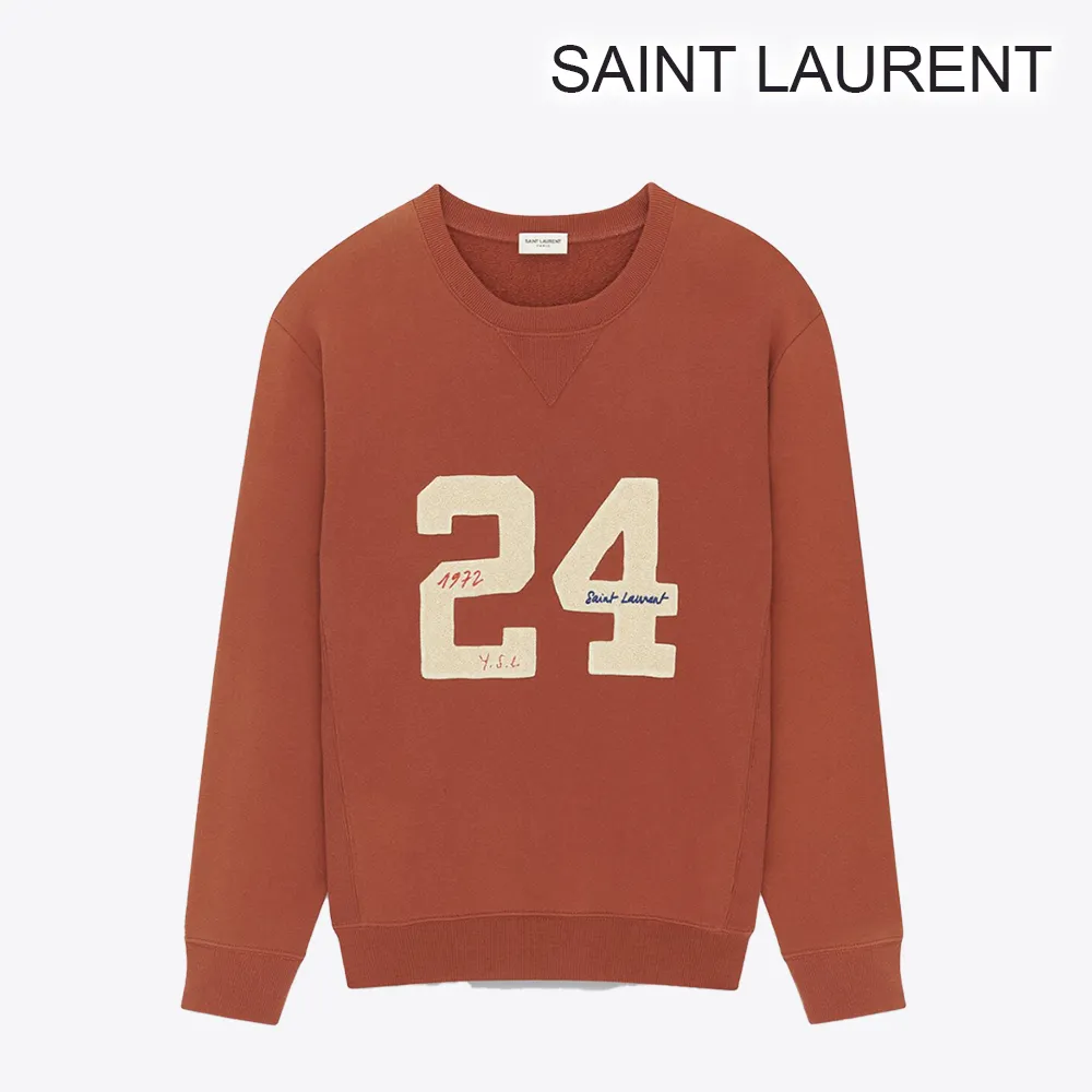 Saint Laurent  |Crew Neck Pullovers Street Style Long Sleeves Plain Cotton