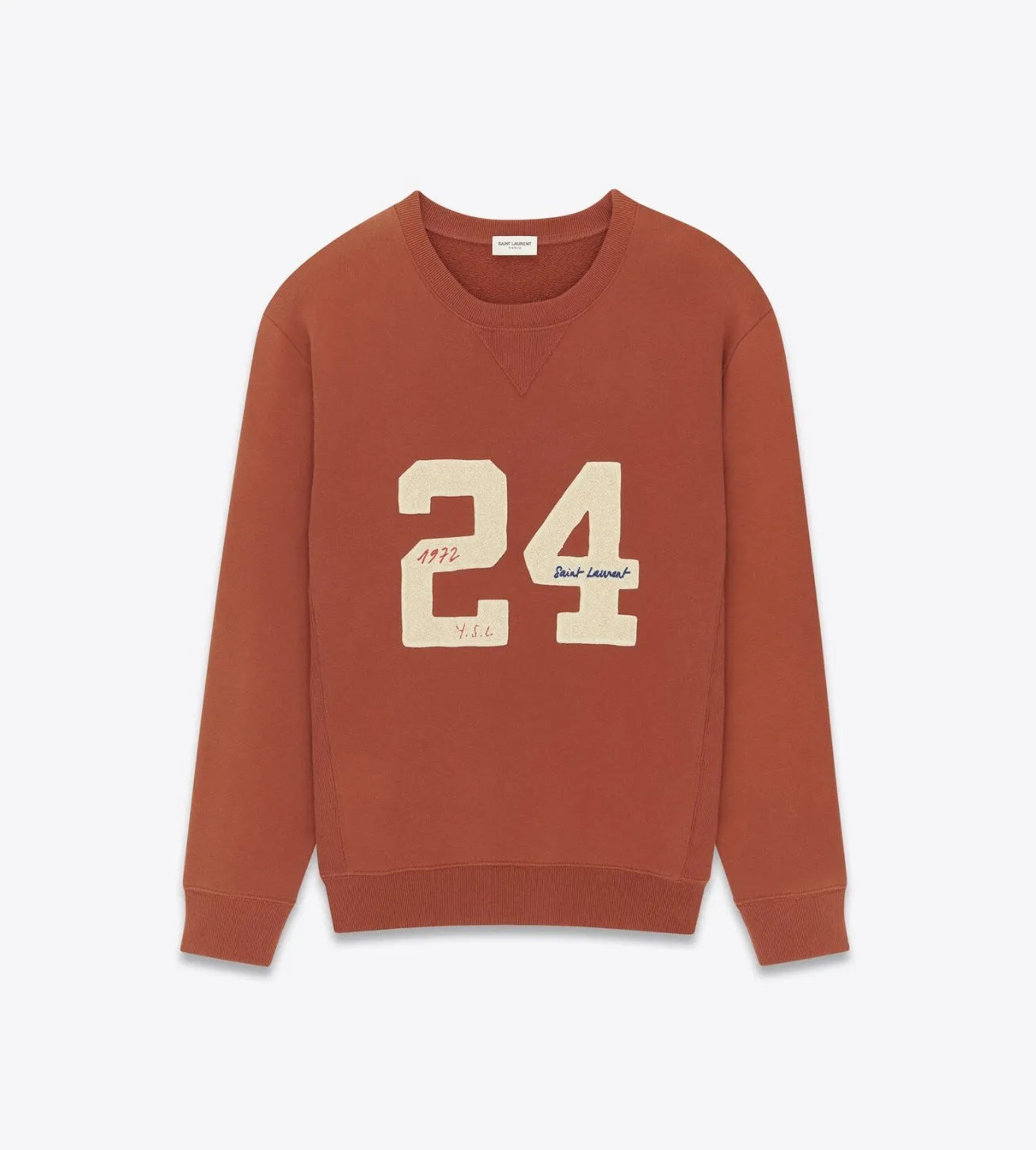 Saint Laurent  |Crew Neck Pullovers Street Style Long Sleeves Plain Cotton