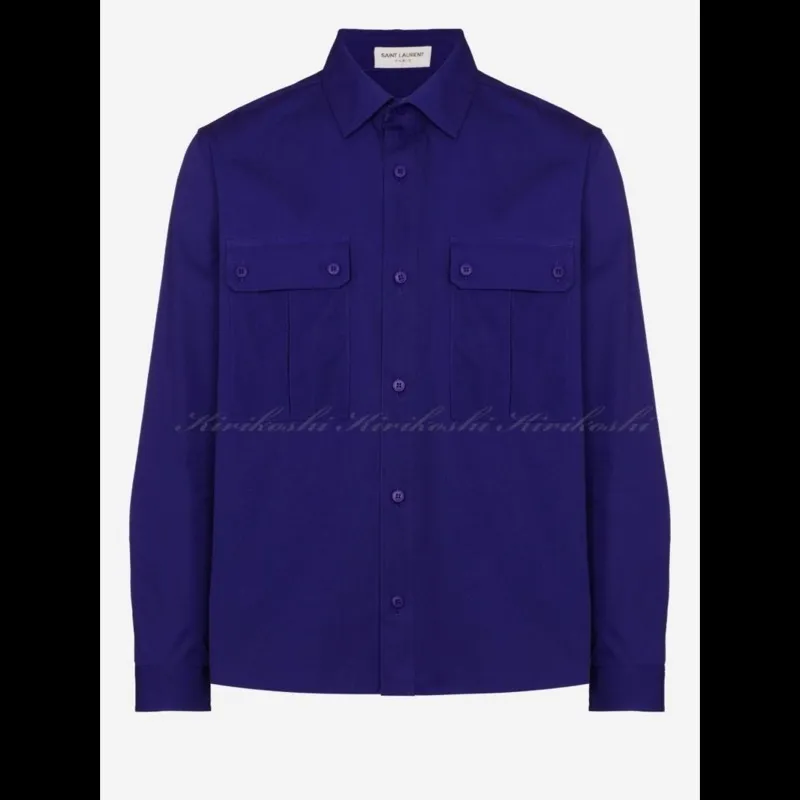 Saint Laurent  |Long Sleeves Plain Cotton Luxury Shirts