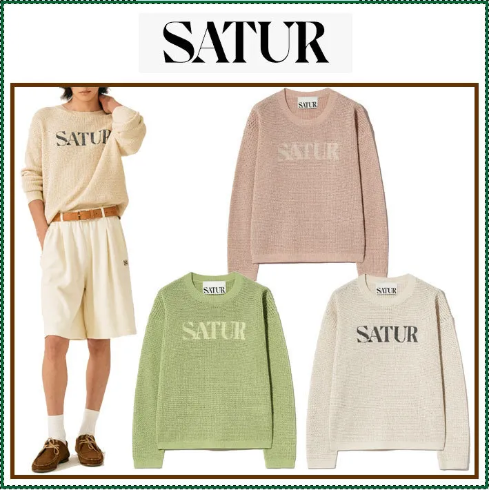 SATUR  |Unisex Street Style Long Sleeves Plain Logo