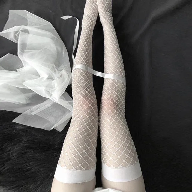 Sexy Hosiery Stay Up Thigh High Hollow Out Mesh Fishnet Stockings