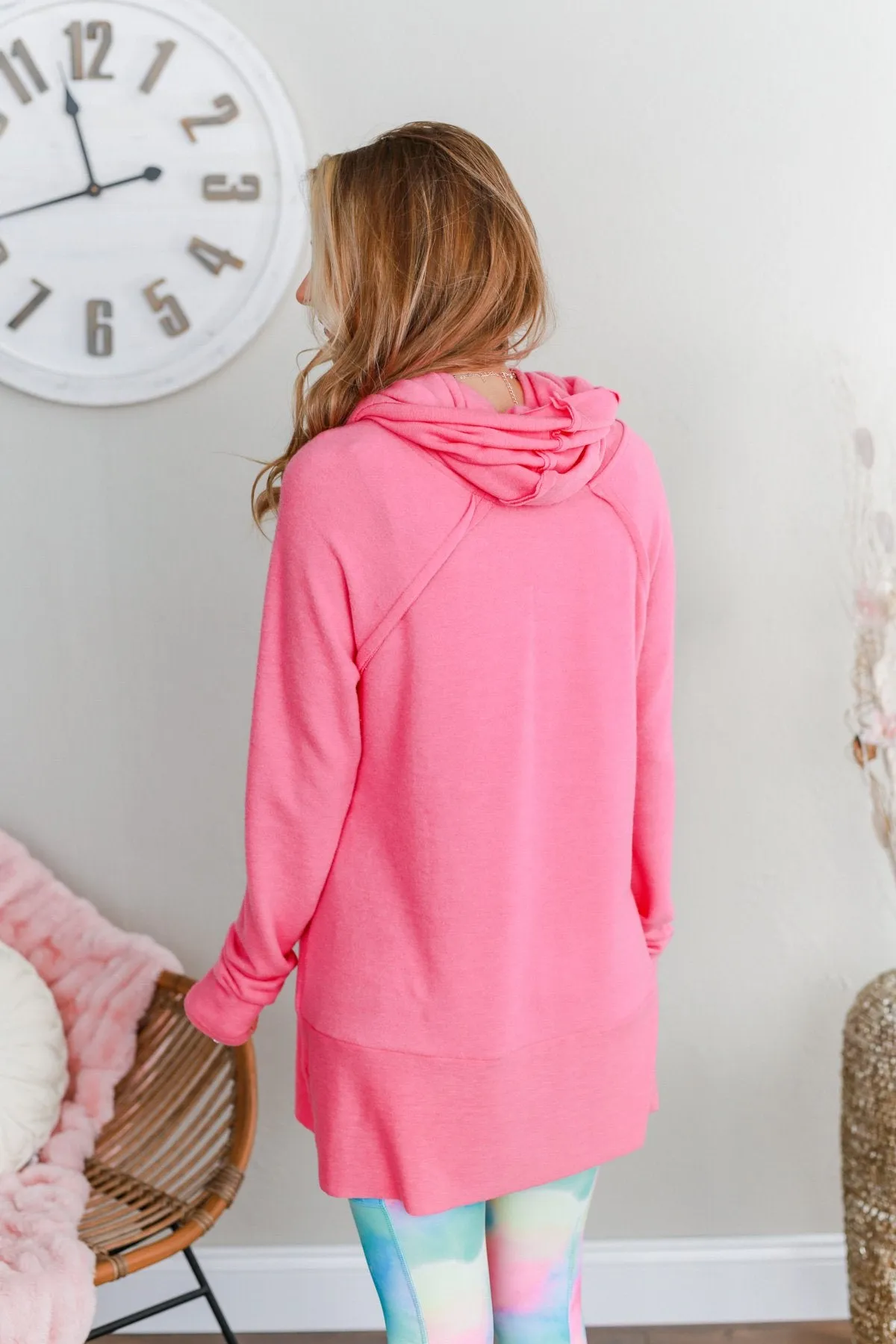 Shine Your Smile Cowl Neck Top- Bubblegum Pink