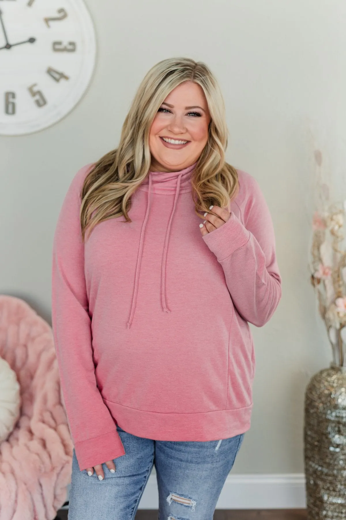 Simply Sweet Cowl Neck Top- Pink