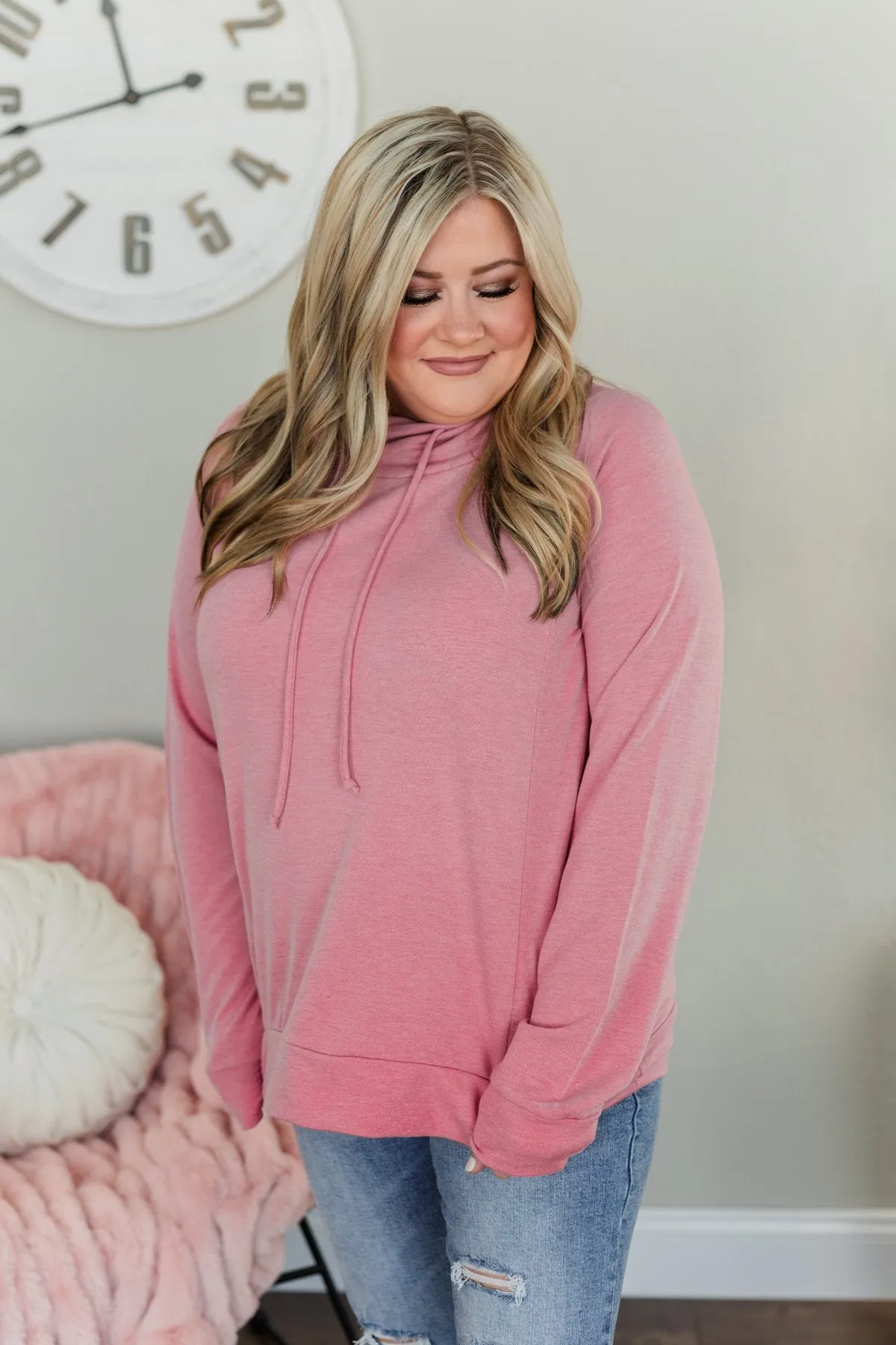 Simply Sweet Cowl Neck Top- Pink