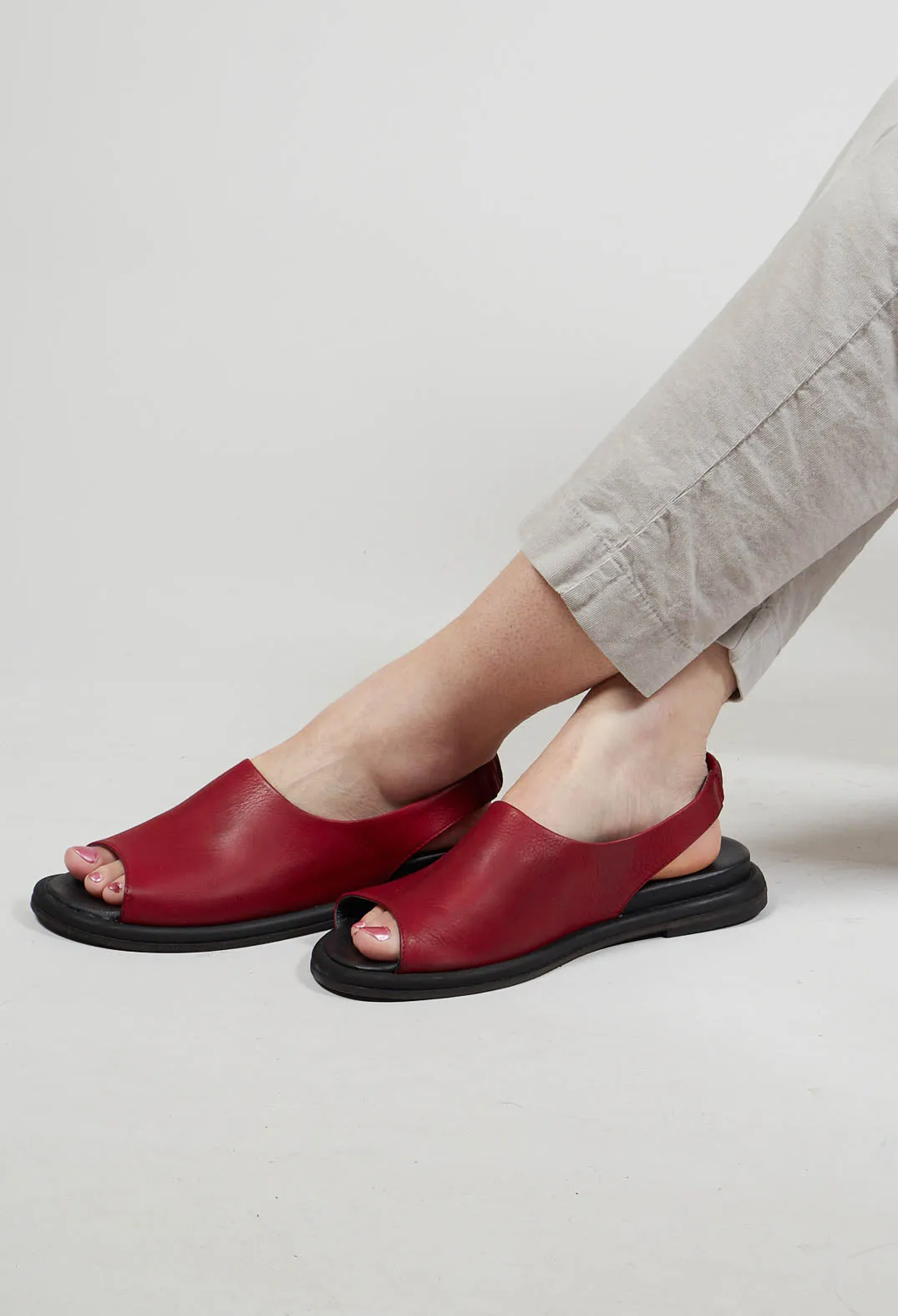 Slingback Slip On Sandals in Gasoline Rosso