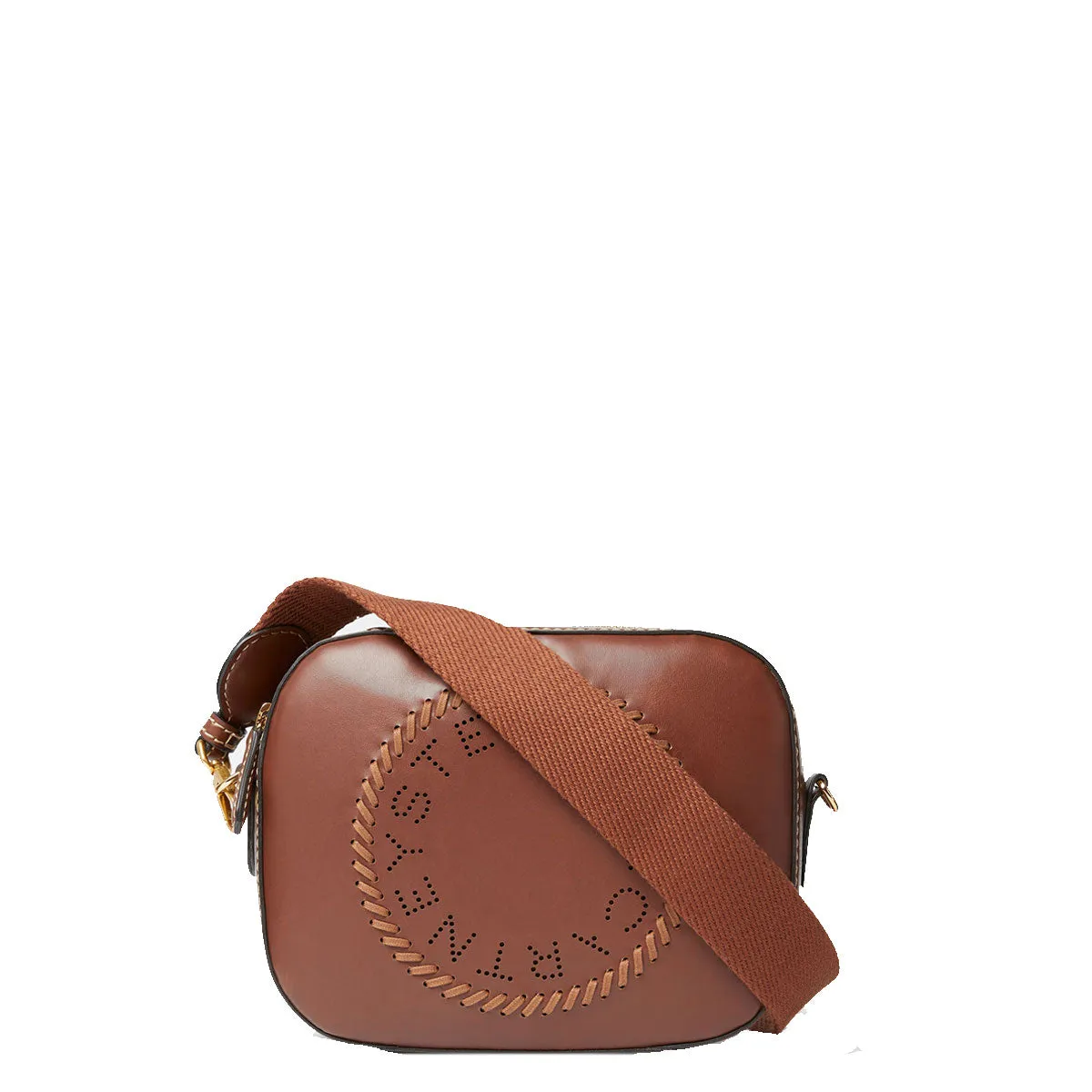 Stella Logo Camera Whip/Stud Strap, Cognac