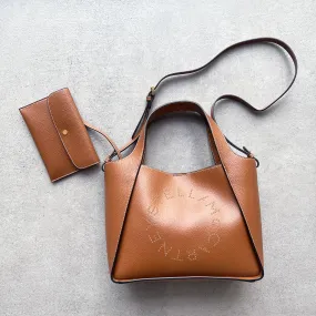 Stella Logo Tote C/B, Grain Stud, Pecan