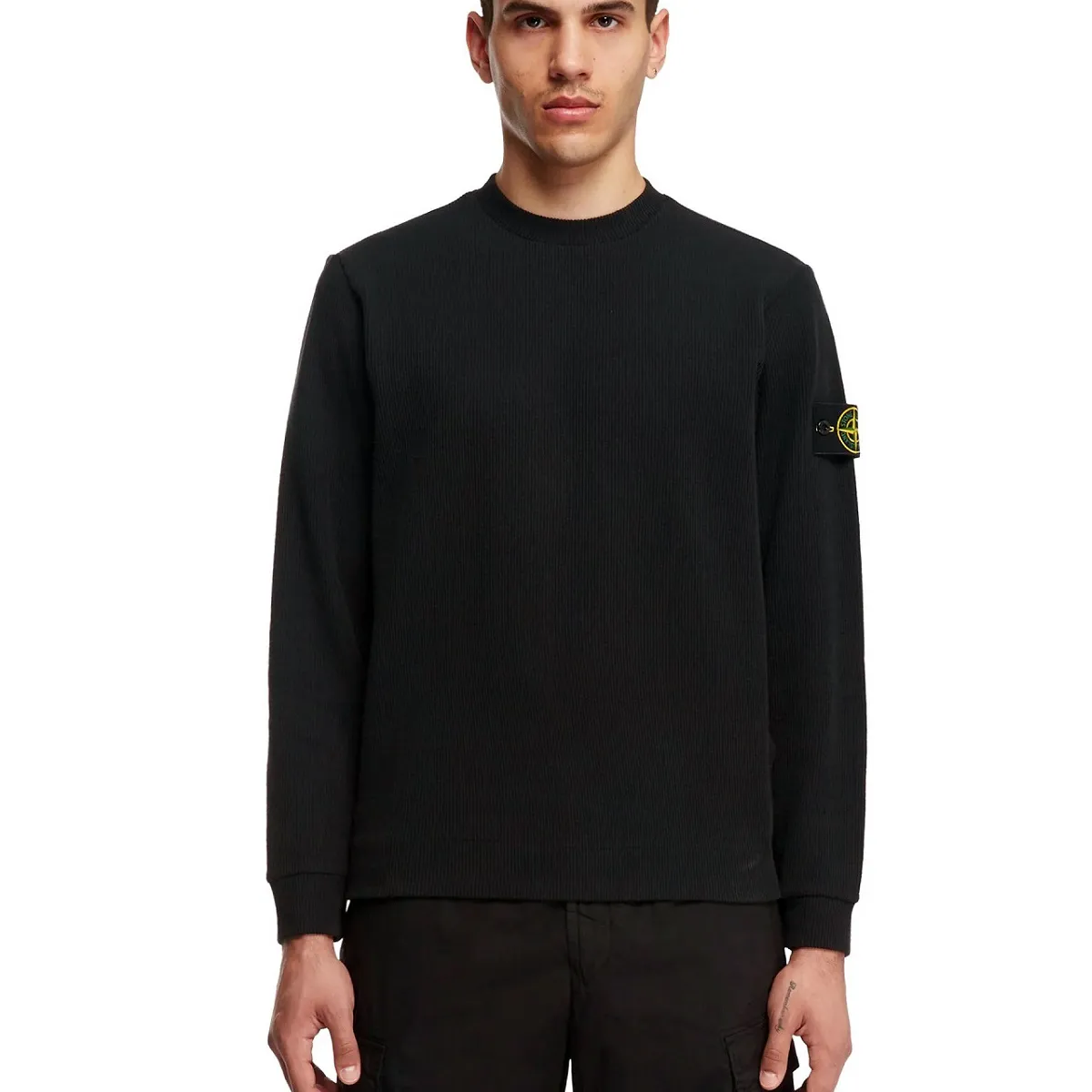 STONE ISLAND  |Crew Neck Long Sleeves Plain Cotton Logo Sweaters