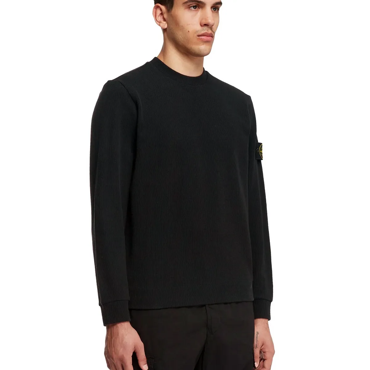 STONE ISLAND  |Crew Neck Long Sleeves Plain Cotton Logo Sweaters