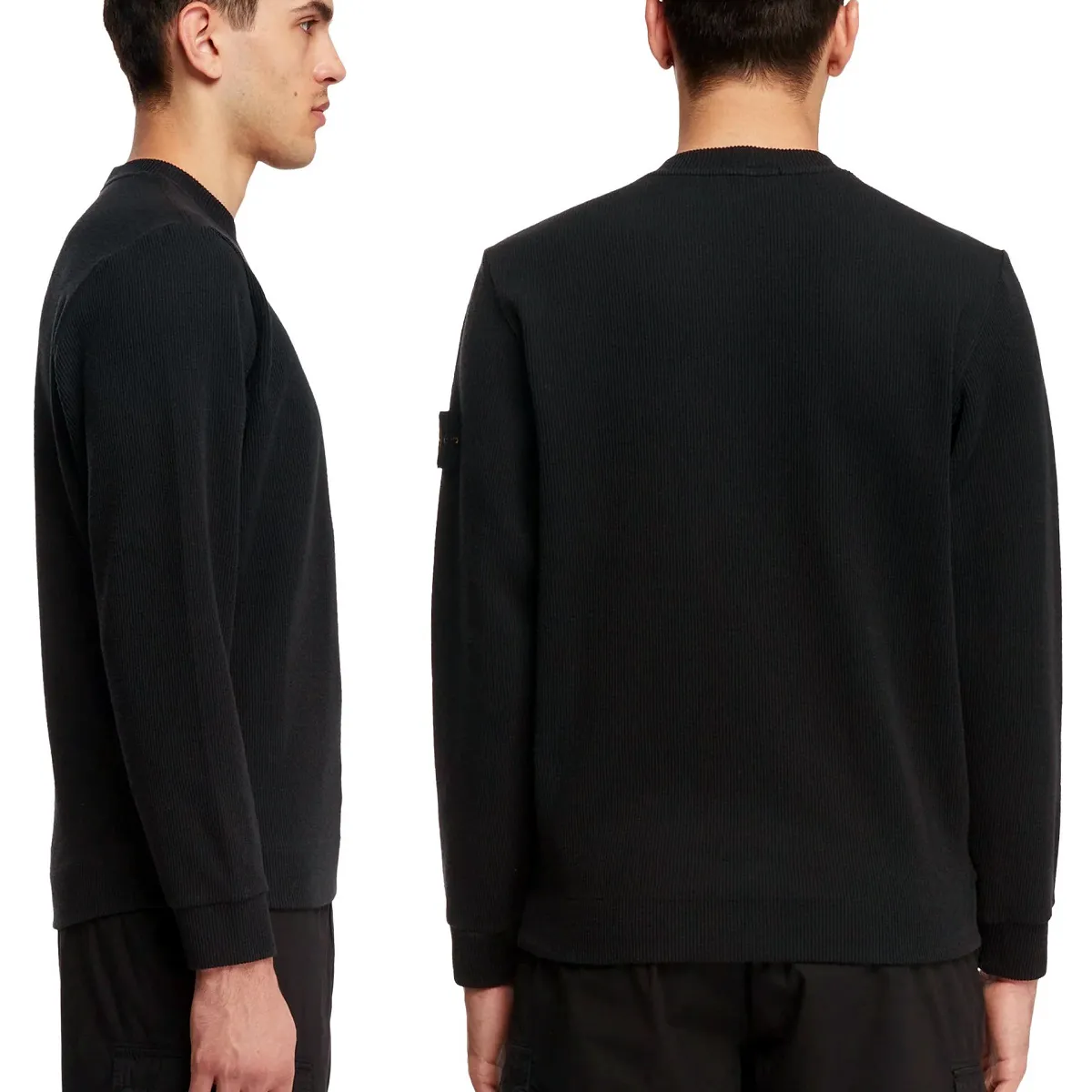 STONE ISLAND  |Crew Neck Long Sleeves Plain Cotton Logo Sweaters