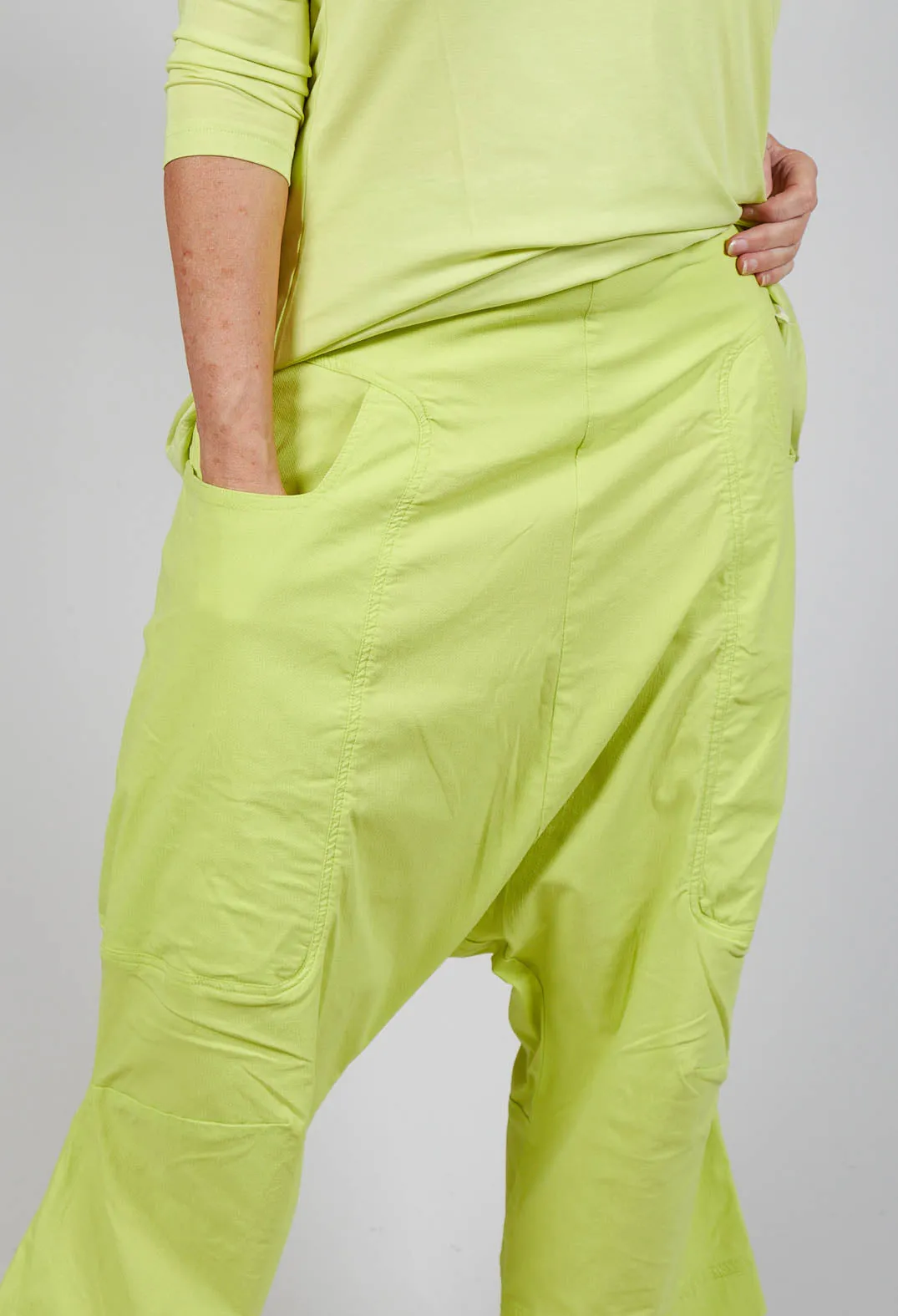 Stretch Fit Drop Crotch Trousers in Sun