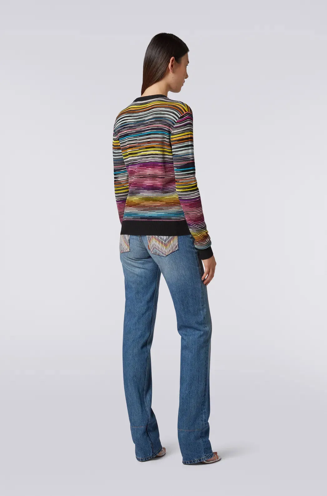 Striped Colored Round Neck Sweater