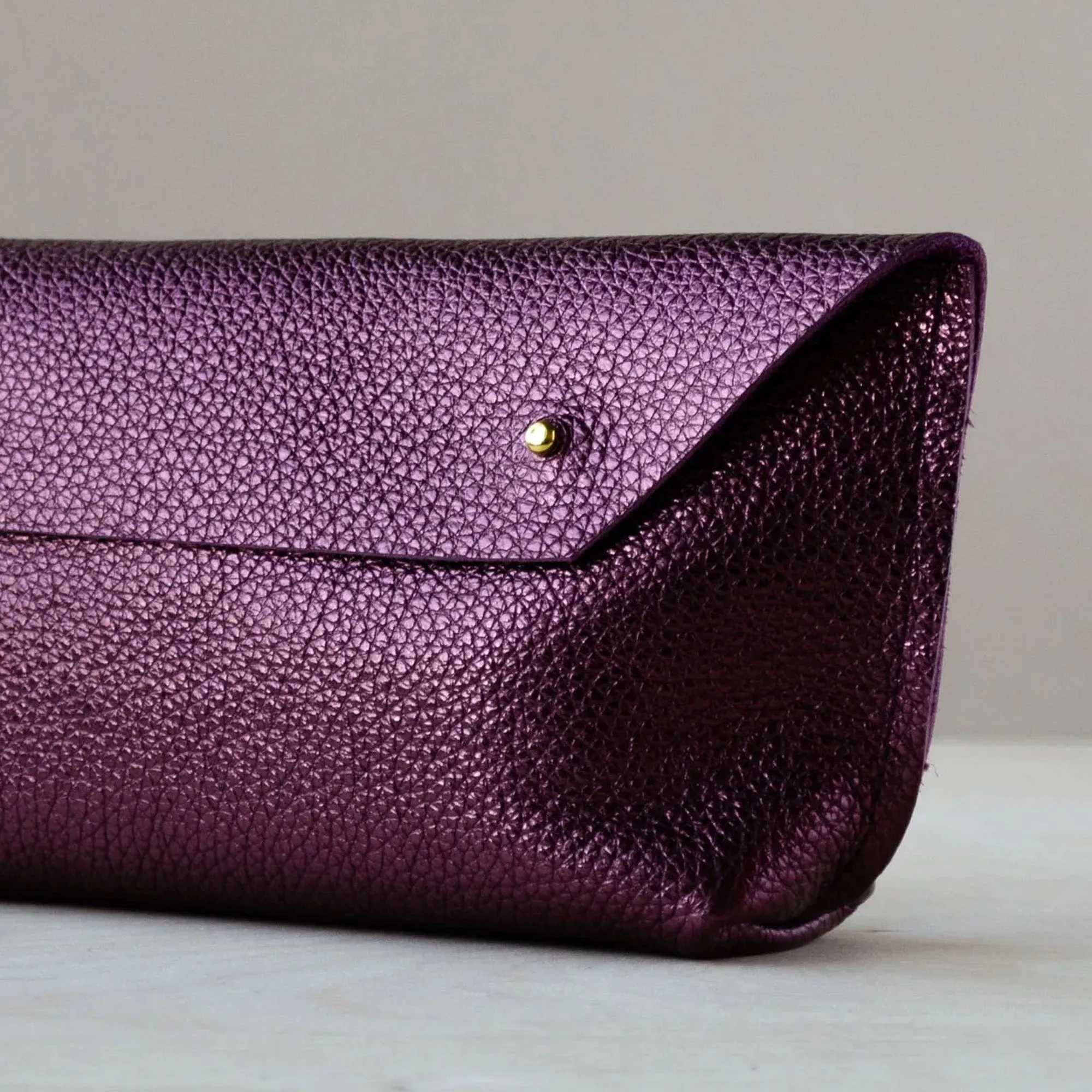 Studio Lowen Ailla Leather Clutch Bag Berry Purple