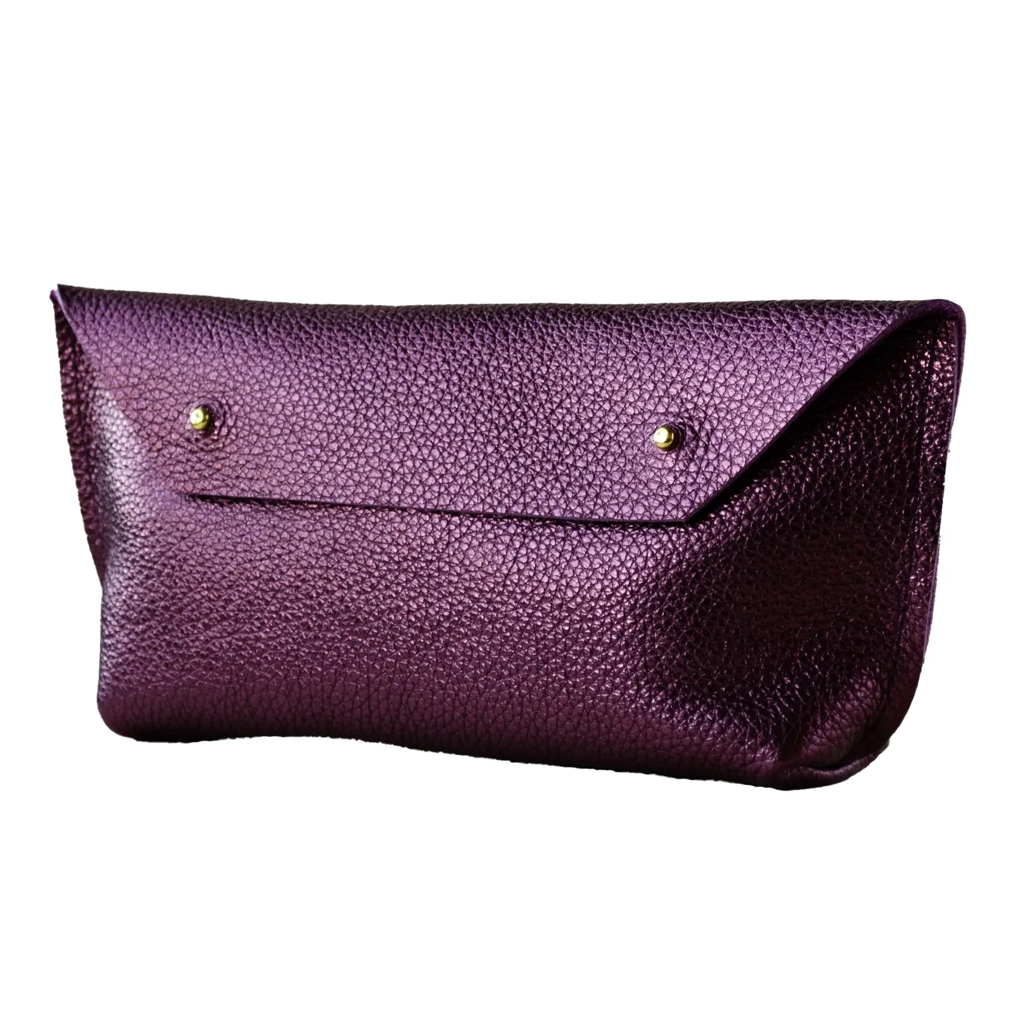 Studio Lowen Ailla Leather Clutch Bag Berry Purple