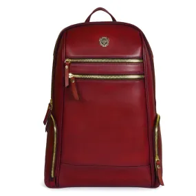 Stylish Rectangular Shape Backpack For Ladies in Wine Genuine Leather