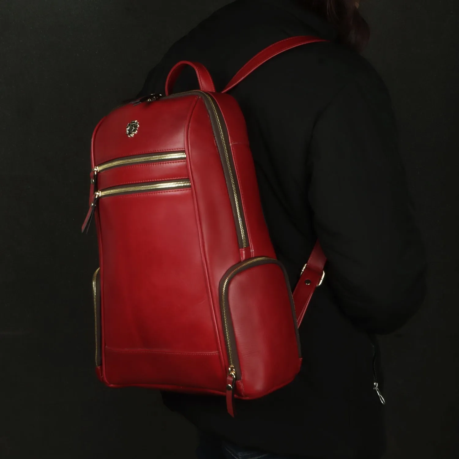 Stylish Rectangular Shape Backpack For Ladies in Wine Genuine Leather