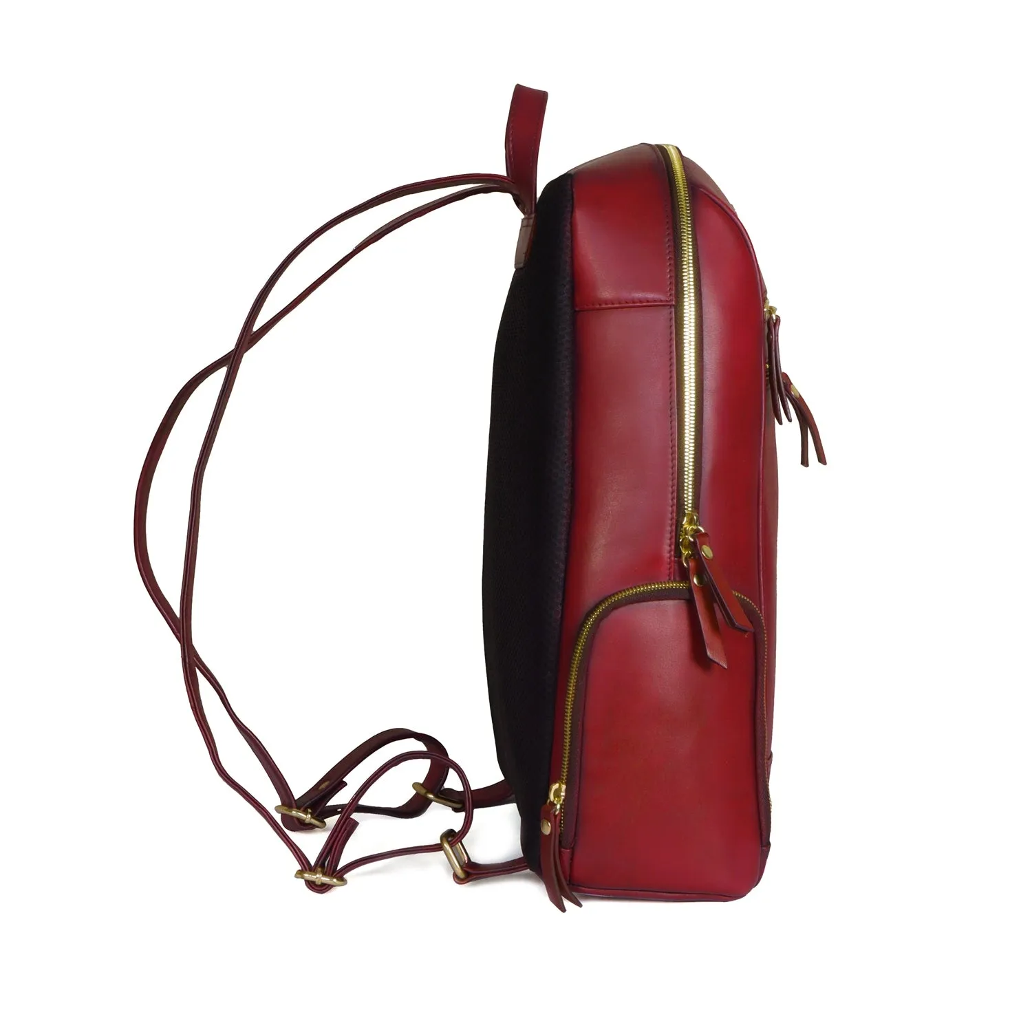 Stylish Rectangular Shape Backpack For Ladies in Wine Genuine Leather