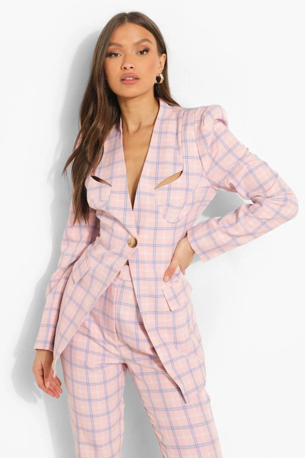 Tailored Contour Checked Blazer