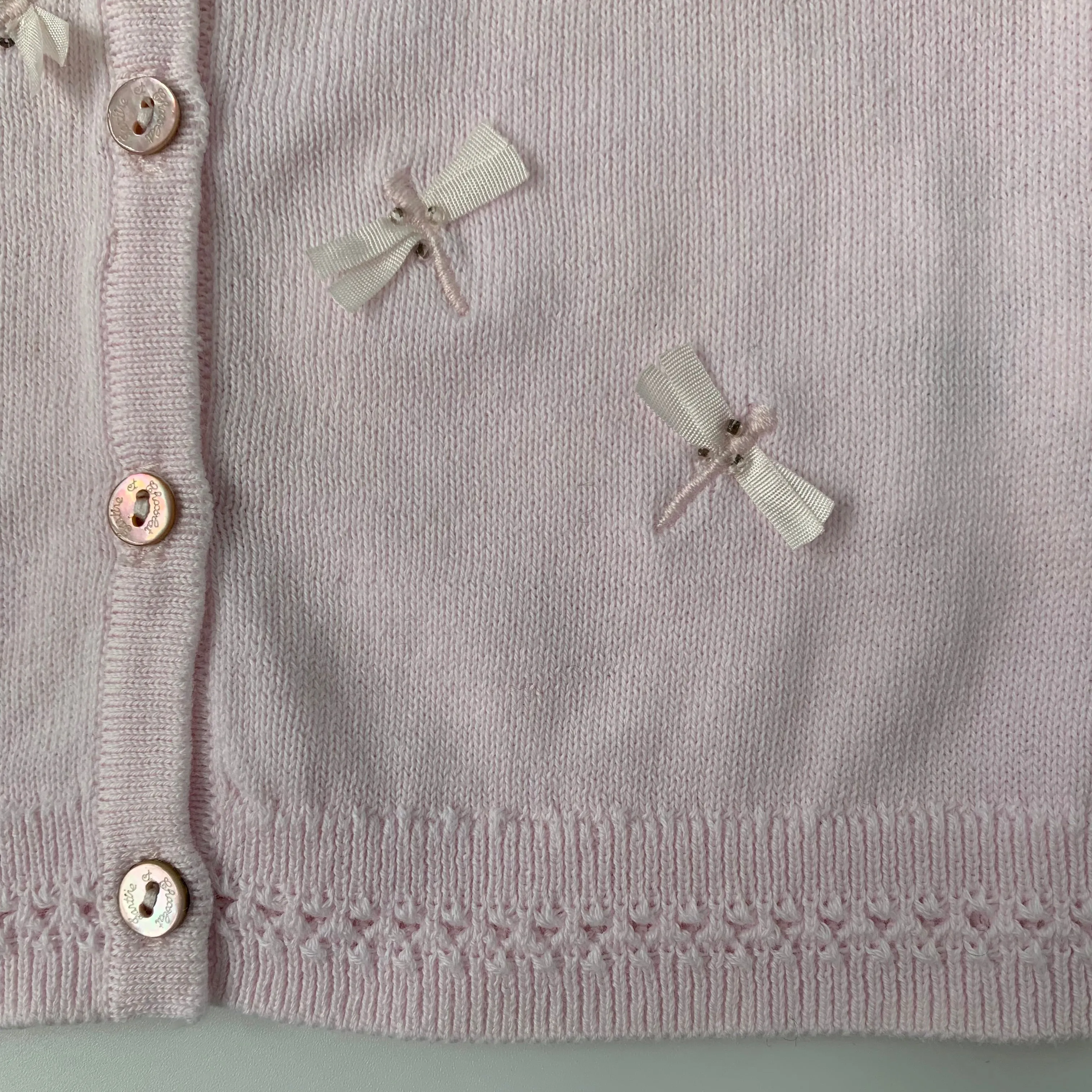 Tartine et Chocolat Pink Cotton Cardigan: 6 Months