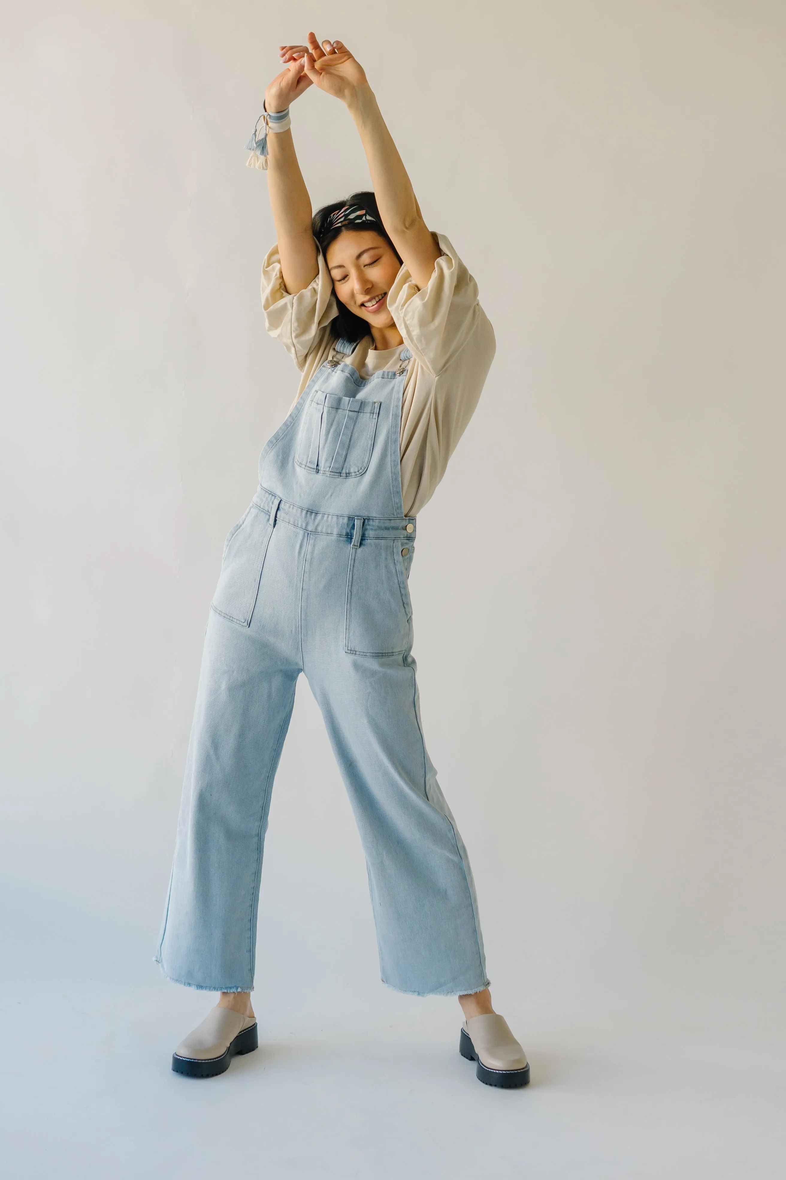 The Fairbanks Wide Leg Overalls in Light Denim