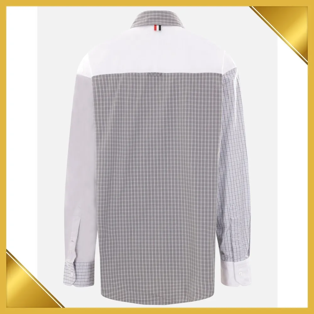 THOM BROWNE  |Long Sleeves Cotton Logo Designers Shirts