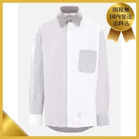 THOM BROWNE  |Long Sleeves Cotton Logo Designers Shirts