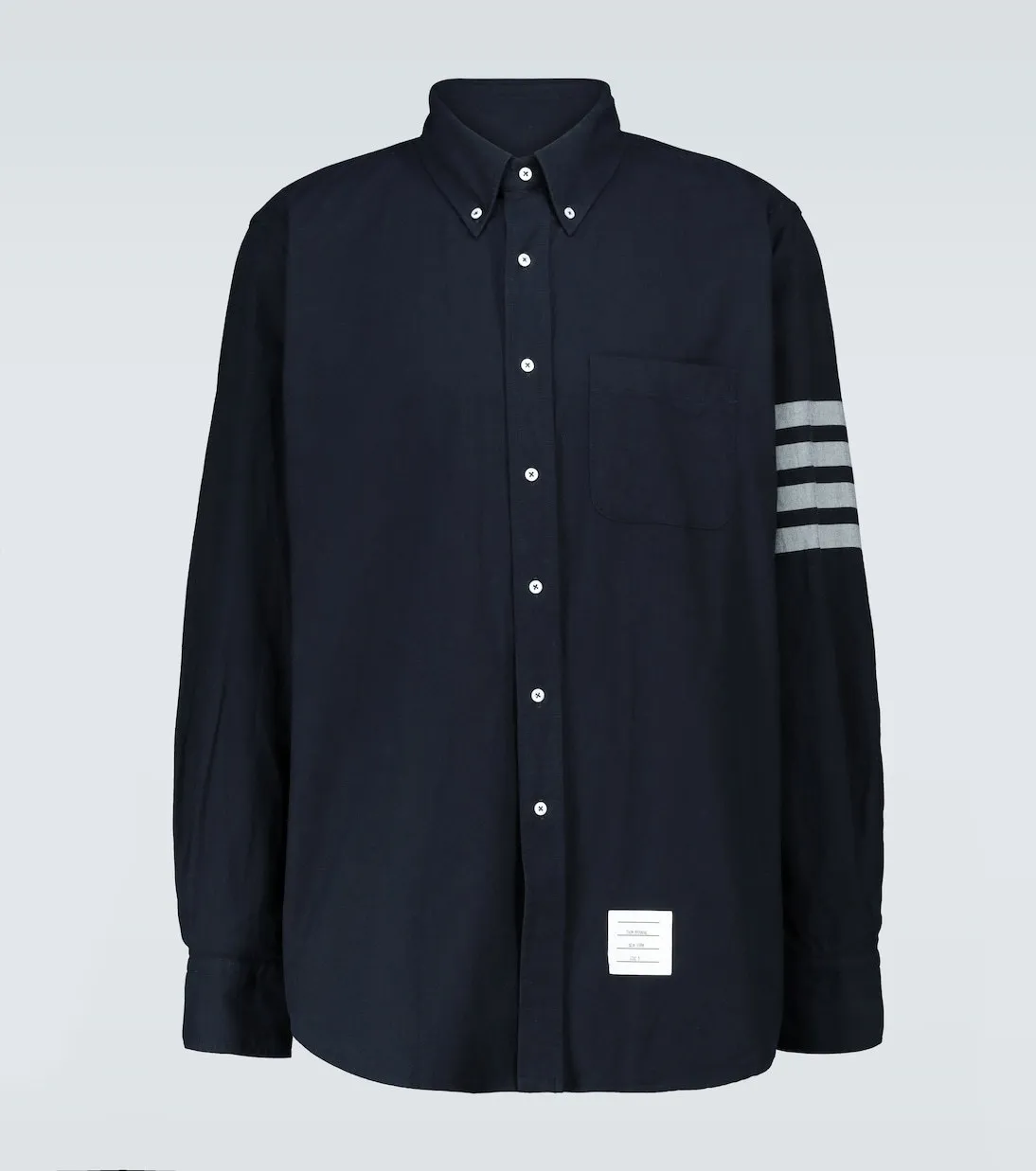 THOM BROWNE  |Stripes Long Sleeves Plain Cotton Logo Designers Shirts