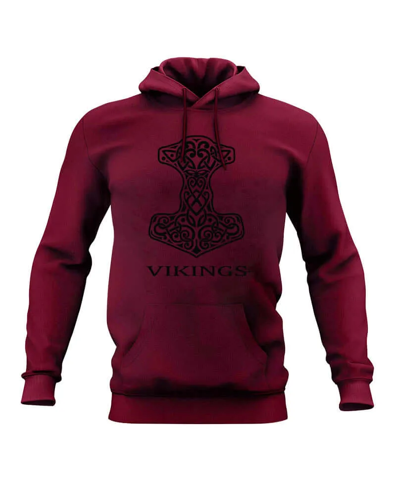 Thor Hammer Hoodie-Maroon