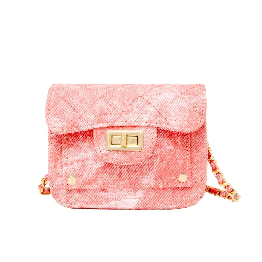 Tie Dye Quilted Denim Handbag