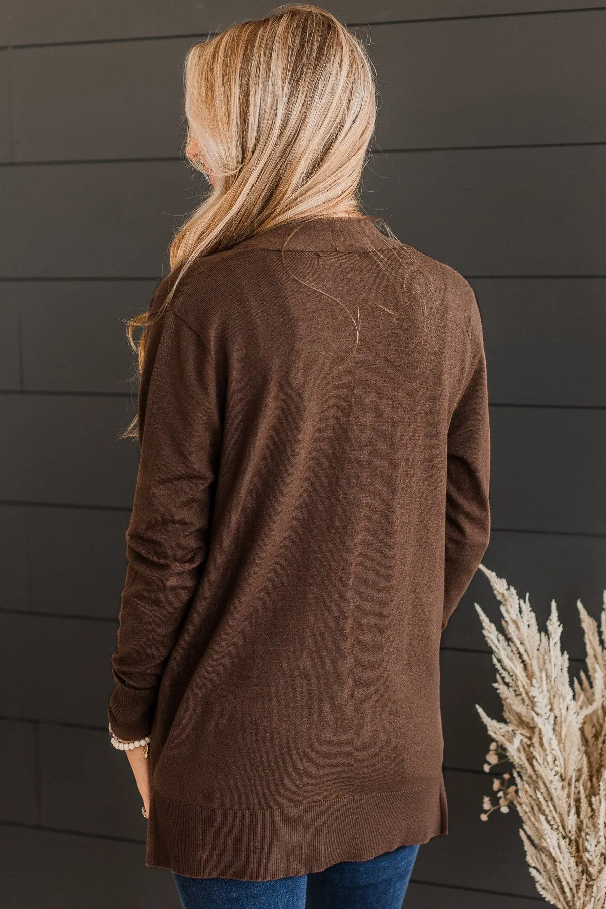 Time To Be Alive Drape Cardigan- Dark Brown