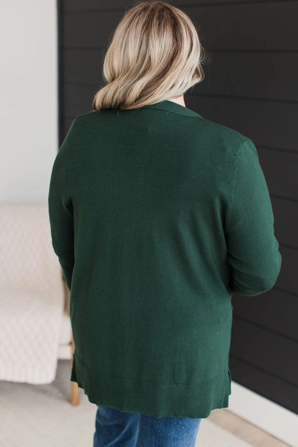 Time To Be Alive Drape Cardigan- Forest Green