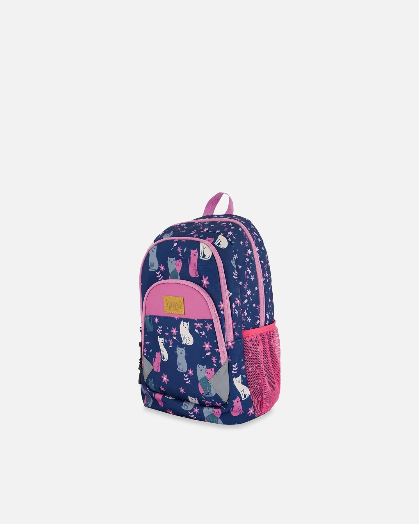 Toddler Backpack Navy Blue Printed Kitten