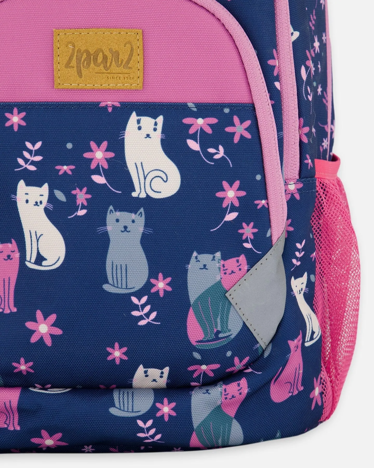 Toddler Backpack Navy Blue Printed Kitten