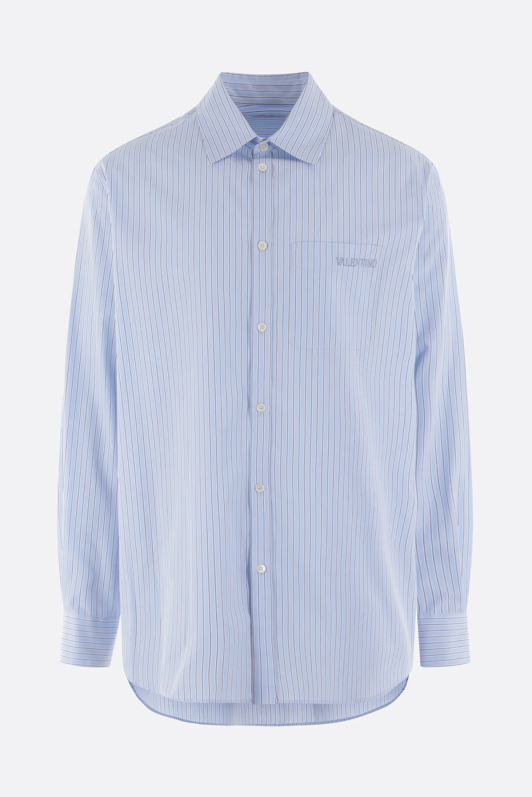 VALENTINO  |Stripes Long Sleeves Logo Luxury Shirts