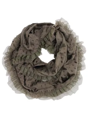 Velour Infinity Scarf With Lace Trim