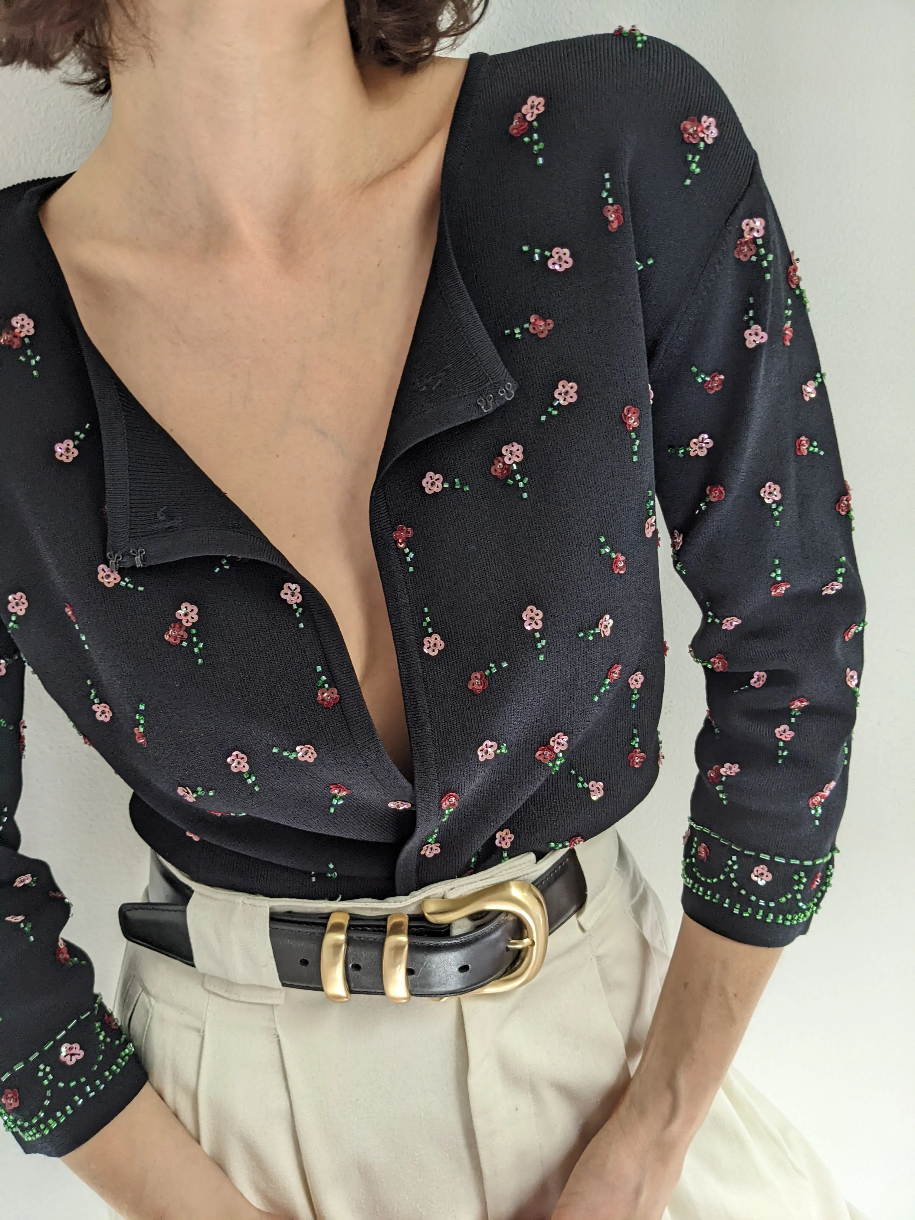 Vintage Floral Embellished Cardigan