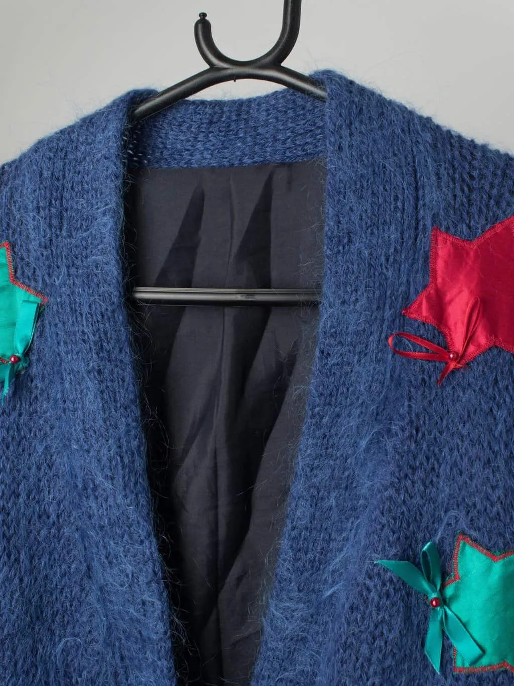 Vintage Jack in the box mohair cardigan in electric blue – Medium / Large