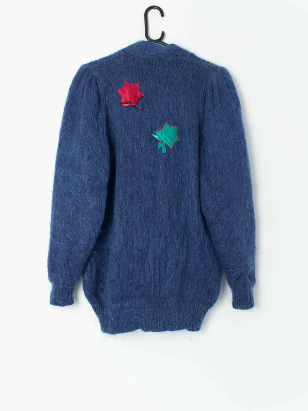 Vintage Jack in the box mohair cardigan in electric blue – Medium / Large