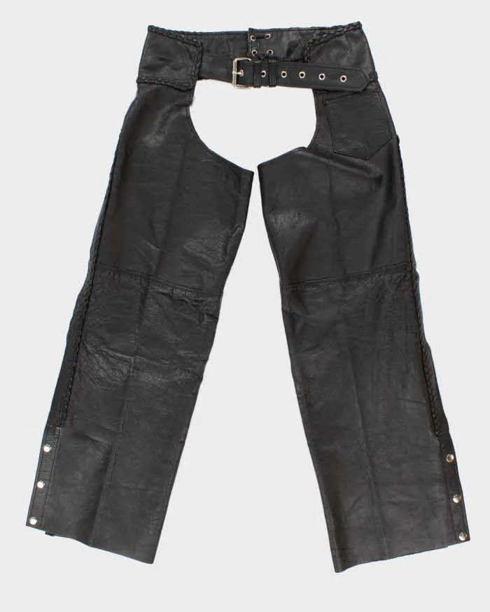 Vintage Men's Black Leather Chaps - 32