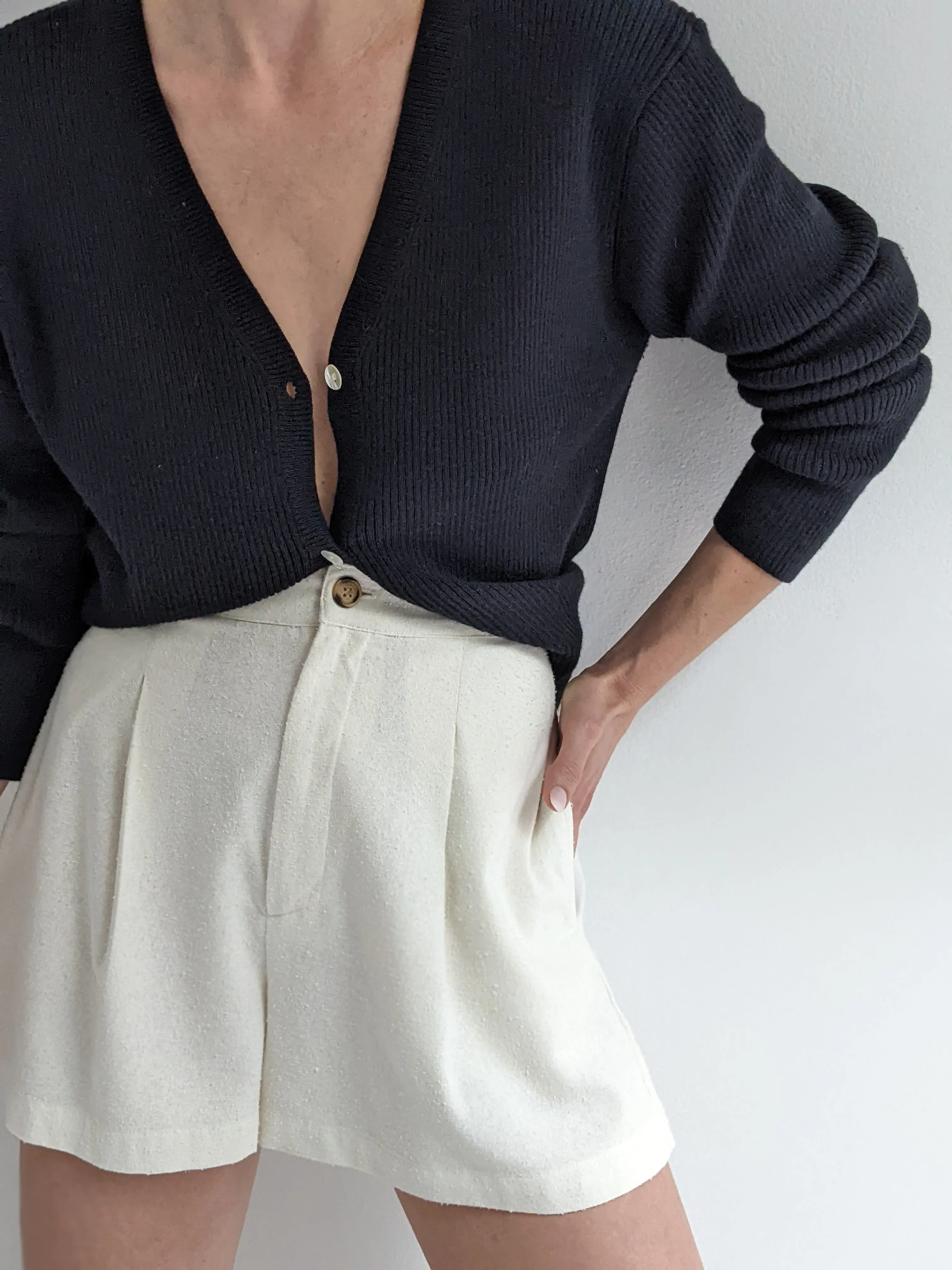 Vintage Ribbed Merino Wool Cardigan