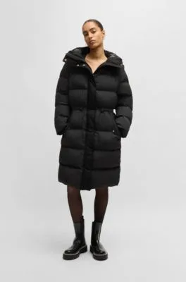 Water-repellent parka jacket in quilted corduroy-effect fabric