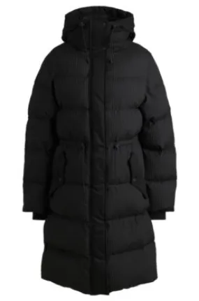 Water-repellent parka jacket in quilted corduroy-effect fabric