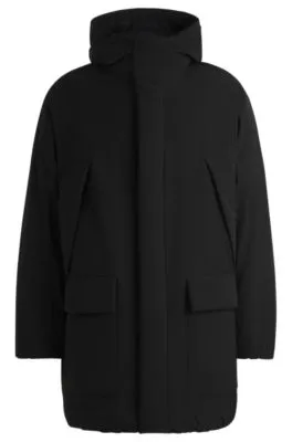 Water-repellent parka jacket in superblack fabric