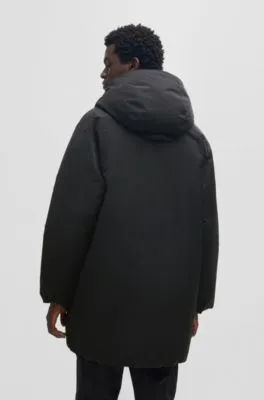 Water-repellent parka jacket in superblack fabric